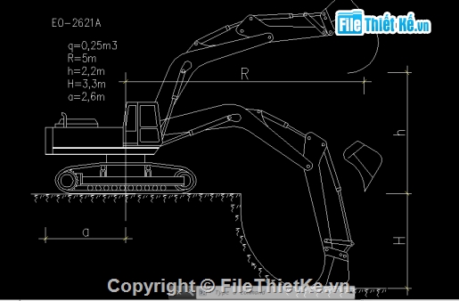 Bản vẽ,Bản vẽ autocad,máy xúc gầu thuận,bản vẽ máy xúc